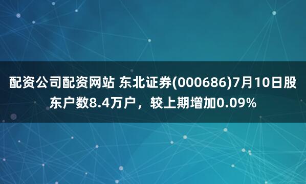 配资公司配资网站 东北证券(000686)7月10日股东户数8.4万户，较上期增加0.09%