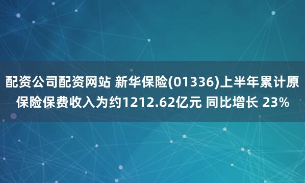 配资公司配资网站 新华保险(01336)上半年累计原保险保费收入为约1212.62亿元 同比增长 23%